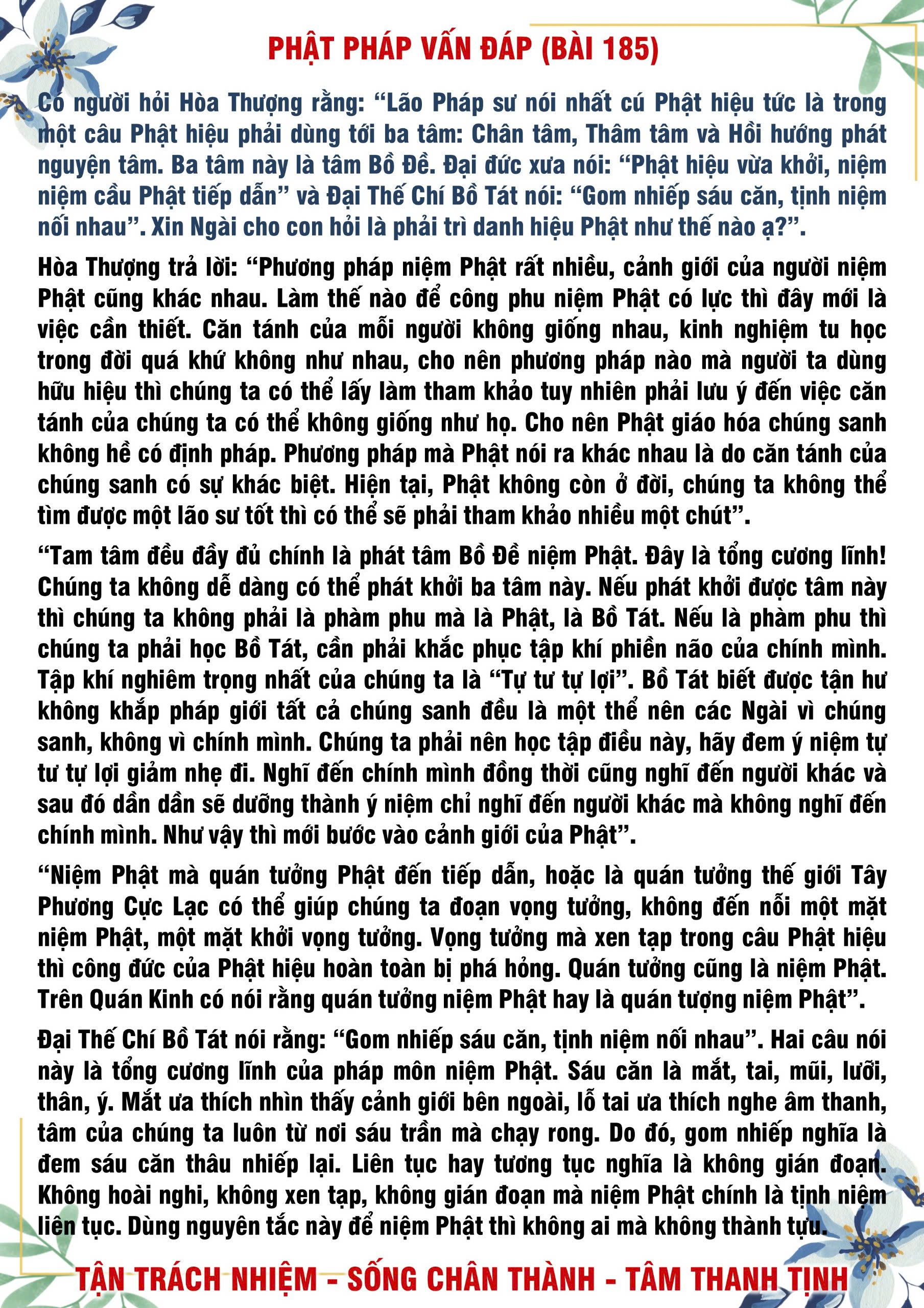 185 · Phật Pháp Vấn Đáp - 185